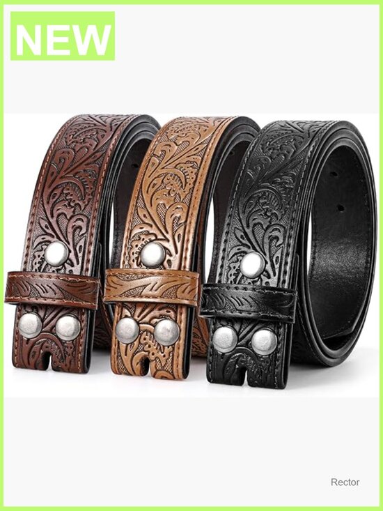 3 Pack Western Belts Without Buckle Cowboy Cowgirl Leather  display picture 2